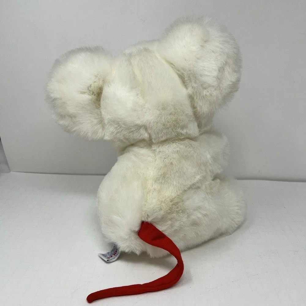 1991 White Mouse Plush 10 Inch Stuffed Animal Plaid Ears‎ World of Smile